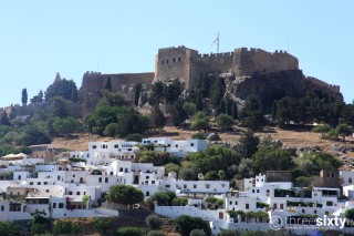 Location Galaxias the Greek monument of Lindos Castle on Rhodes Island